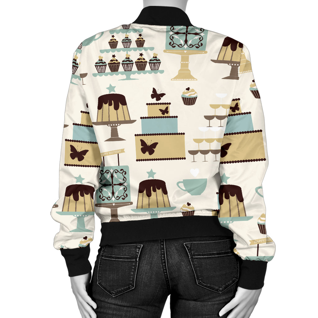 Cake Pattern Print Design 02 Women's Bomber Jacket