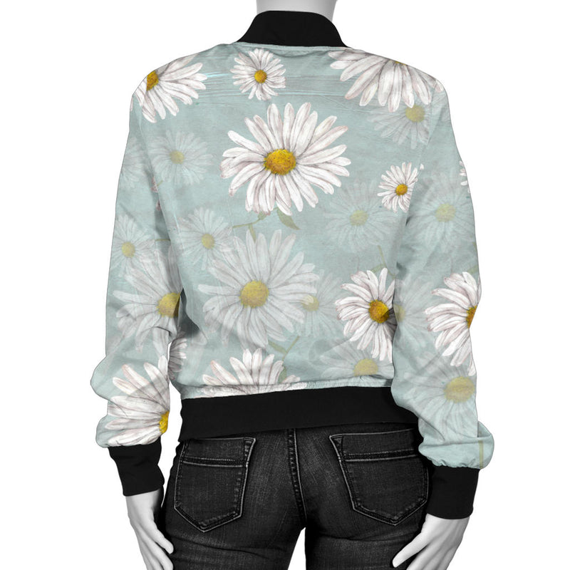 Daisy Pattern Print Design DS012 Women Bomber Jacket