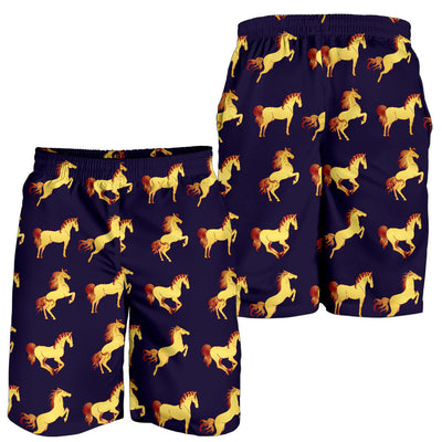 Gold Horse Pattern Mens Shorts