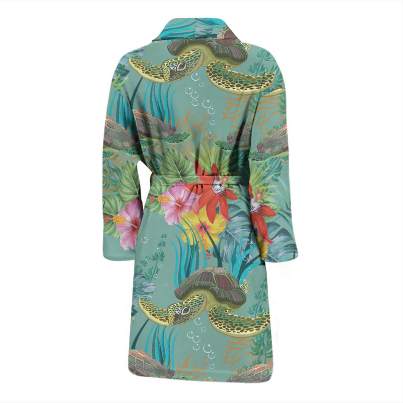 Sea Turtle Pattern Print Design T012 Men Bathrobe