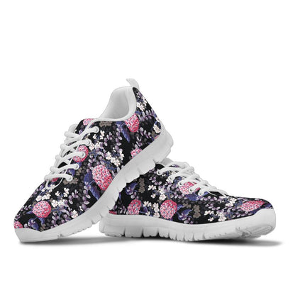 Hydrangea Pattern Print Design HD04 Sneakers White Bottom Shoes