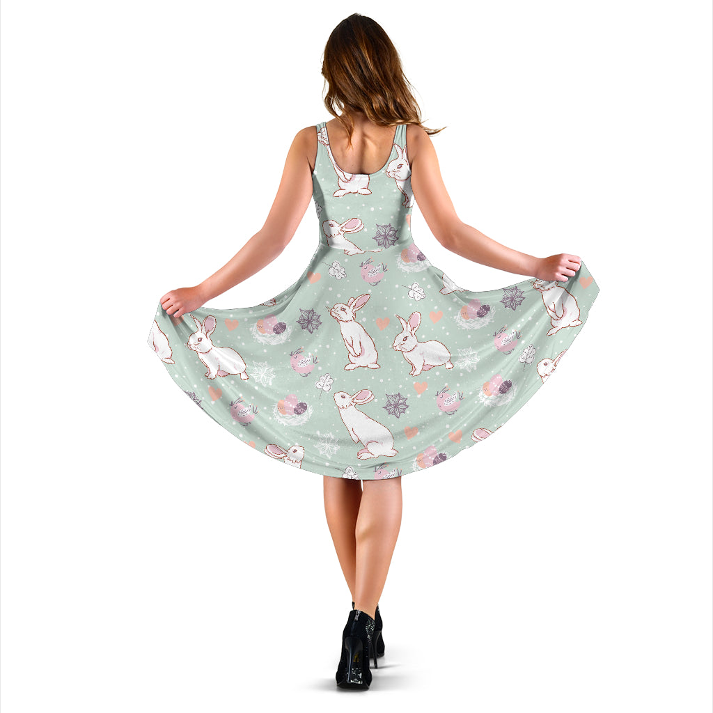 Rabbit Pattern Print Design RB011 Midi Dress