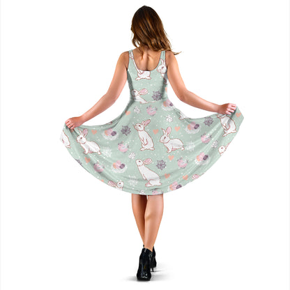 Rabbit Pattern Print Design RB011 Midi Dress