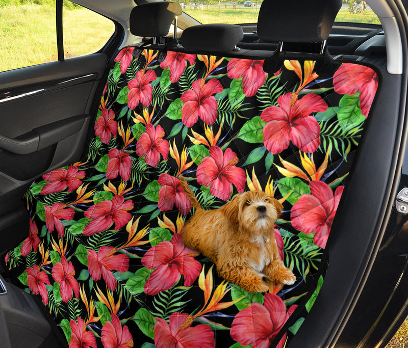 Red Hibiscus Pattern Print Design HB07 Rear Dog  Seat Cover