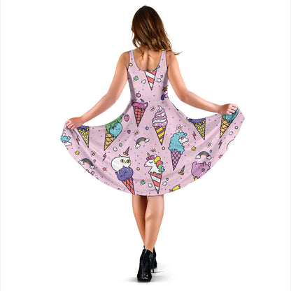 Ice Cream Pattern Print Design IC05 Midi Dress