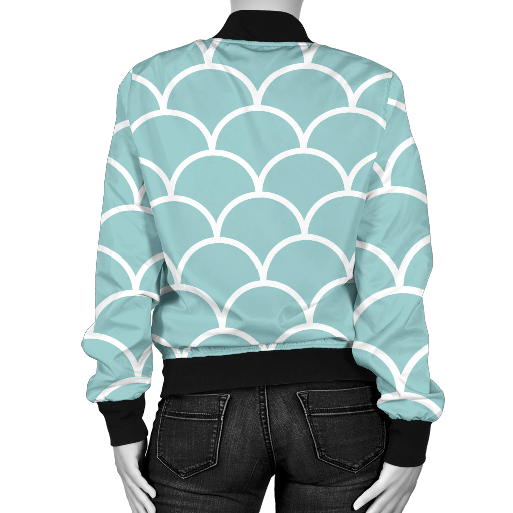 Scales Teal Pattern Print Design 02 Women's Bomber Jacket