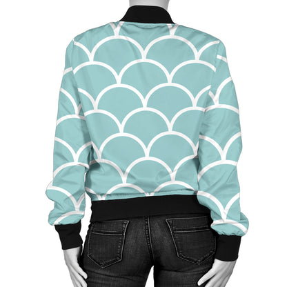 Scales Teal Pattern Print Design 02 Women's Bomber Jacket