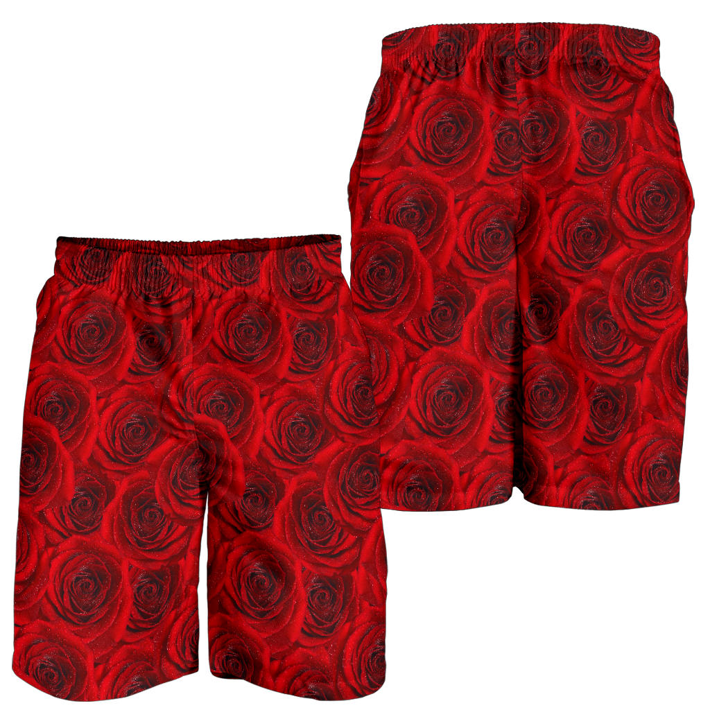 Rose Red Pattern Print Design RO04 Mens Shorts