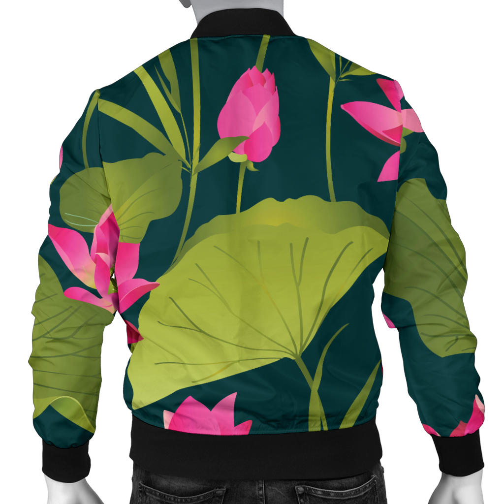 Water Lily Pattern Print Design WL09 Men Bomber Jacket