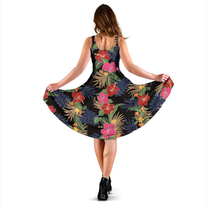 Hawaiian Themed Pattern Print Design H011 Midi Dress