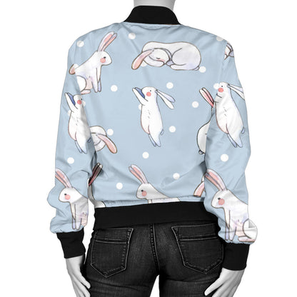Rabbit Pattern Print Design RB06 Women Bomber Jacket