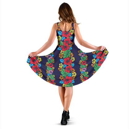 Hawaiian Themed Pattern Print Design H03 Midi Dress