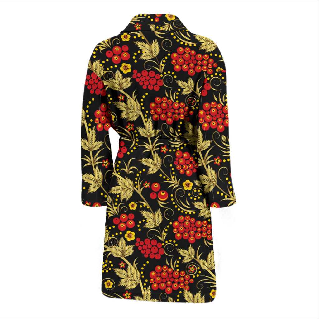 Cranberry Pattern Print Design CB02 Men Bathrobe