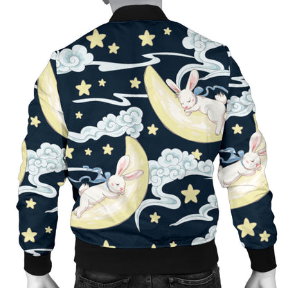 Rabbit Sleeping Pattern Print Design RB08 Men Bomber Jacket