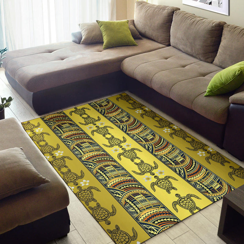 Polynesian Turtle Hawaiian Design Print Area Rugs