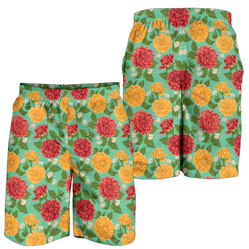 Dahlia Pattern Print Design DH011 Mens Shorts