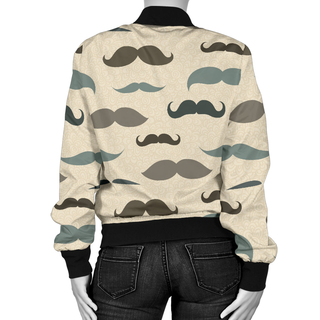 Mustache Pattern Print Design A01 Women's Bomber Jacket