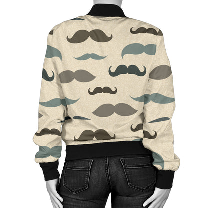 Mustache Pattern Print Design A01 Women's Bomber Jacket