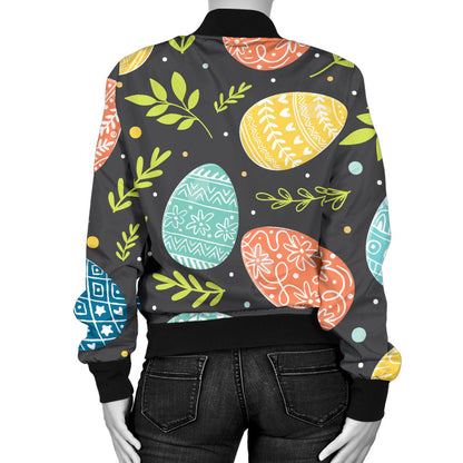 Easter Eggs Pattern Print Design RB01 Women Bomber Jacket
