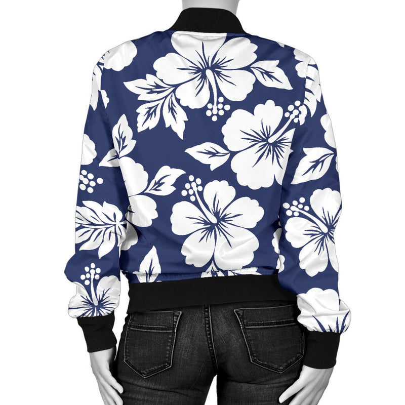 Hibiscus Pattern Print Design HB012 Women Bomber Jacket