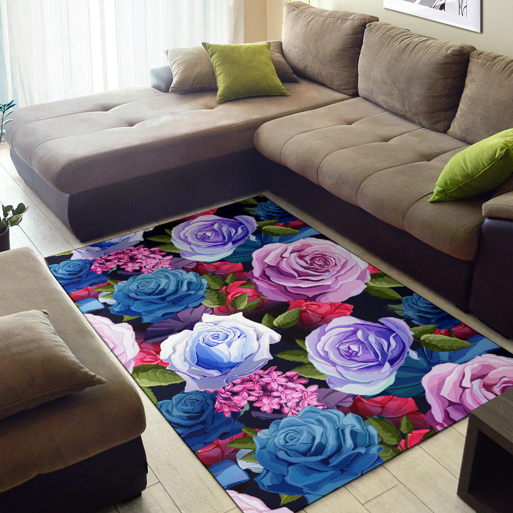 Rose Pattern Print Design RO09 Area Rugs