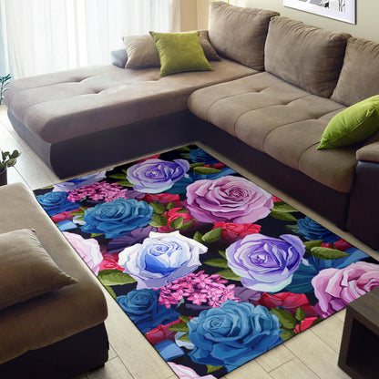 Rose Pattern Print Design RO09 Area Rugs