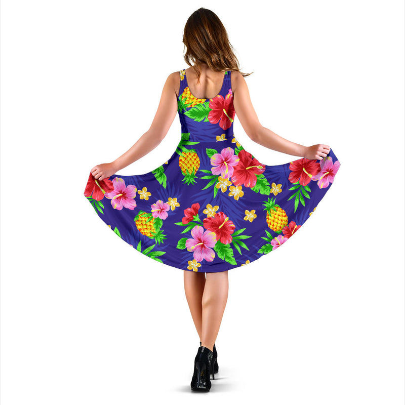 Hawaiian Themed Pattern Print Design H05 Midi Dress