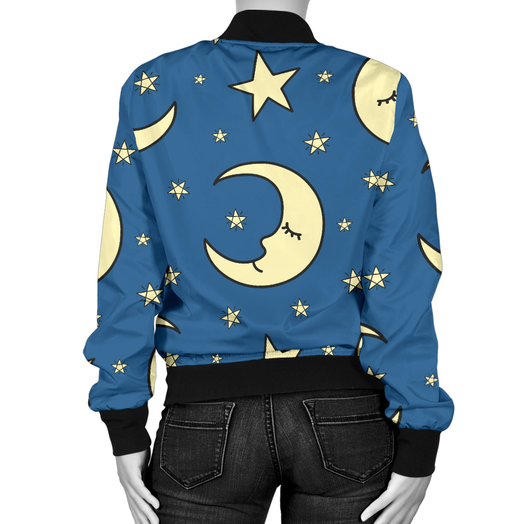 Moon Night Pattern Print Design 03 Women's Bomber Jacket