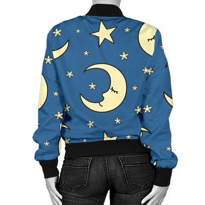 Moon Night Pattern Print Design 03 Women's Bomber Jacket