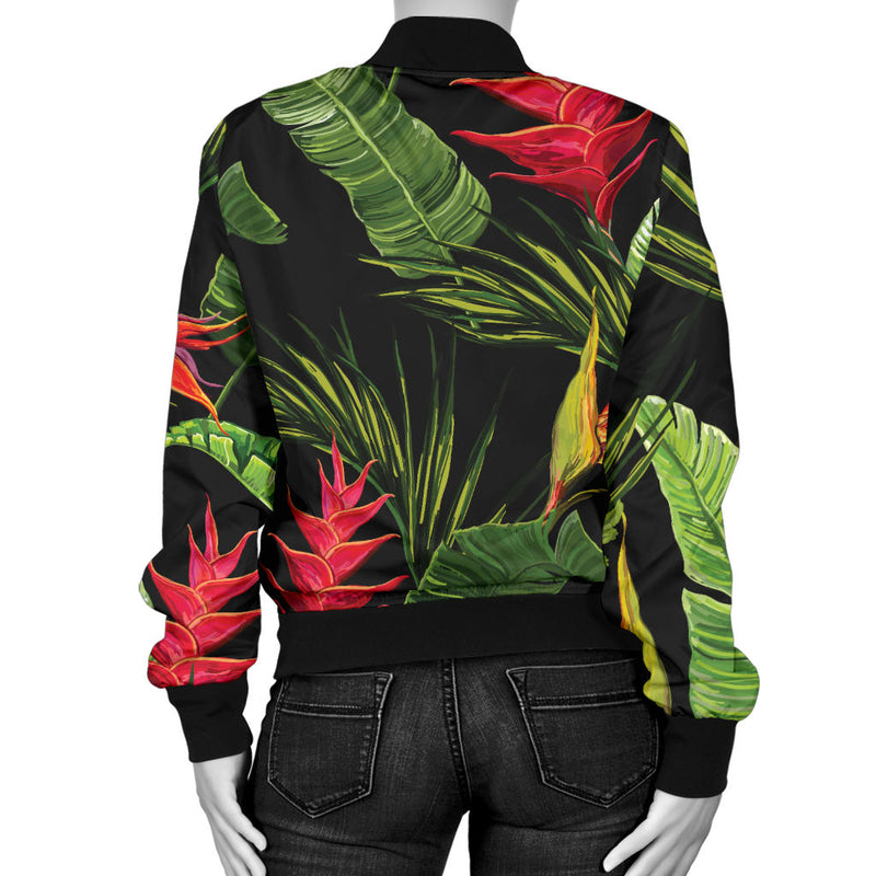 Bird Of Paradise Pattern Print Design BOP010 Women Bomber Jacket