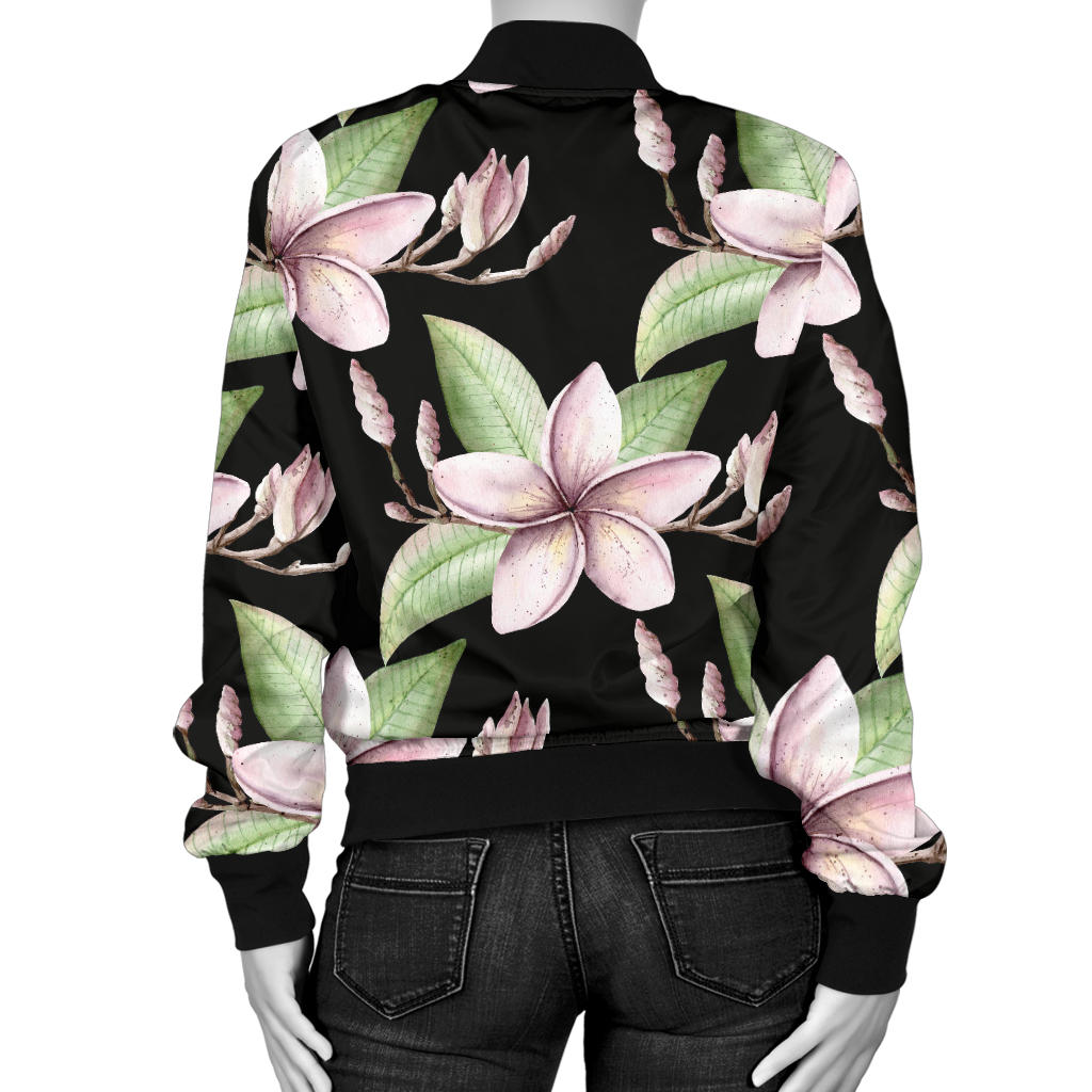 Plumeria Pattern Print Design PM02 Women Bomber Jacket