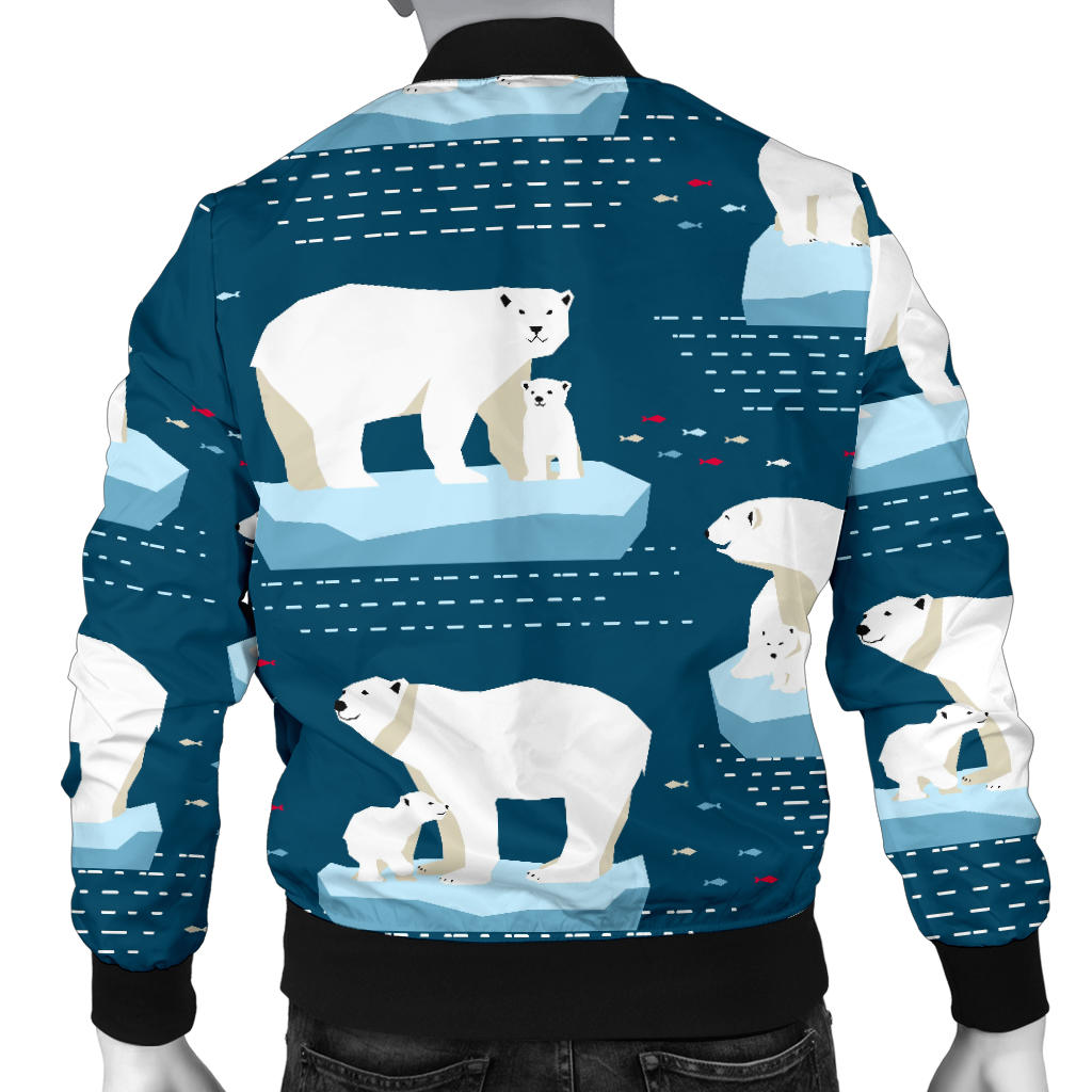 Polar Bear Pattern Print Design PB02 Men Bomber Jacket