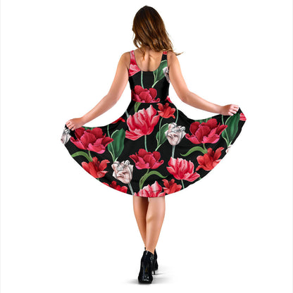 Tulip Pattern Print Design TP08 Midi Dress