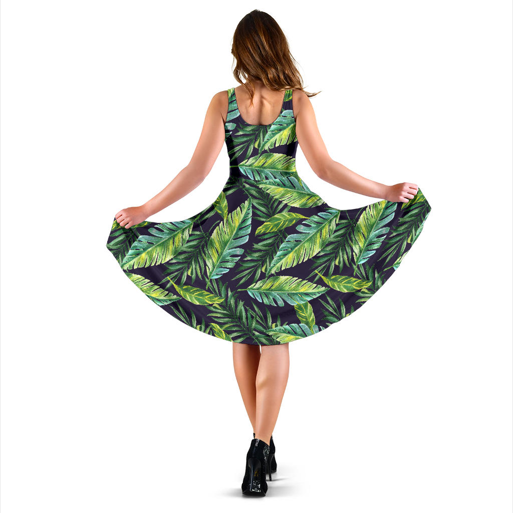 Tropical Flower Pattern Print Design TF06 Midi Dress