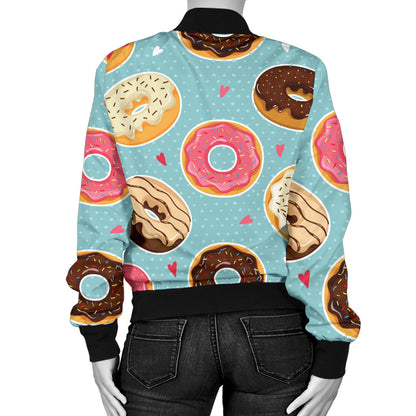 Donut Pattern Print Design DN04 Women Bomber Jacket