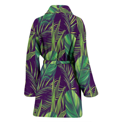 Palm Leaves Pattern Print Design PL03 Women Bathrobe