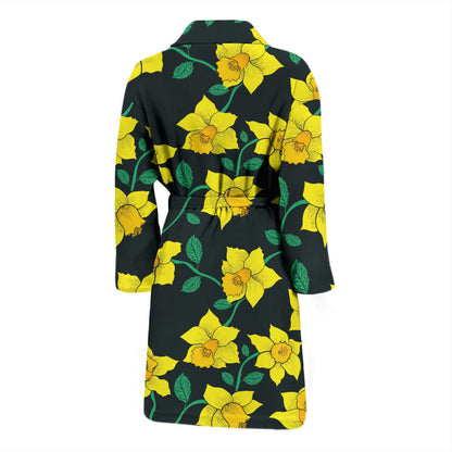 Daffodils Pattern Print Design DF03 Men Bathrobe
