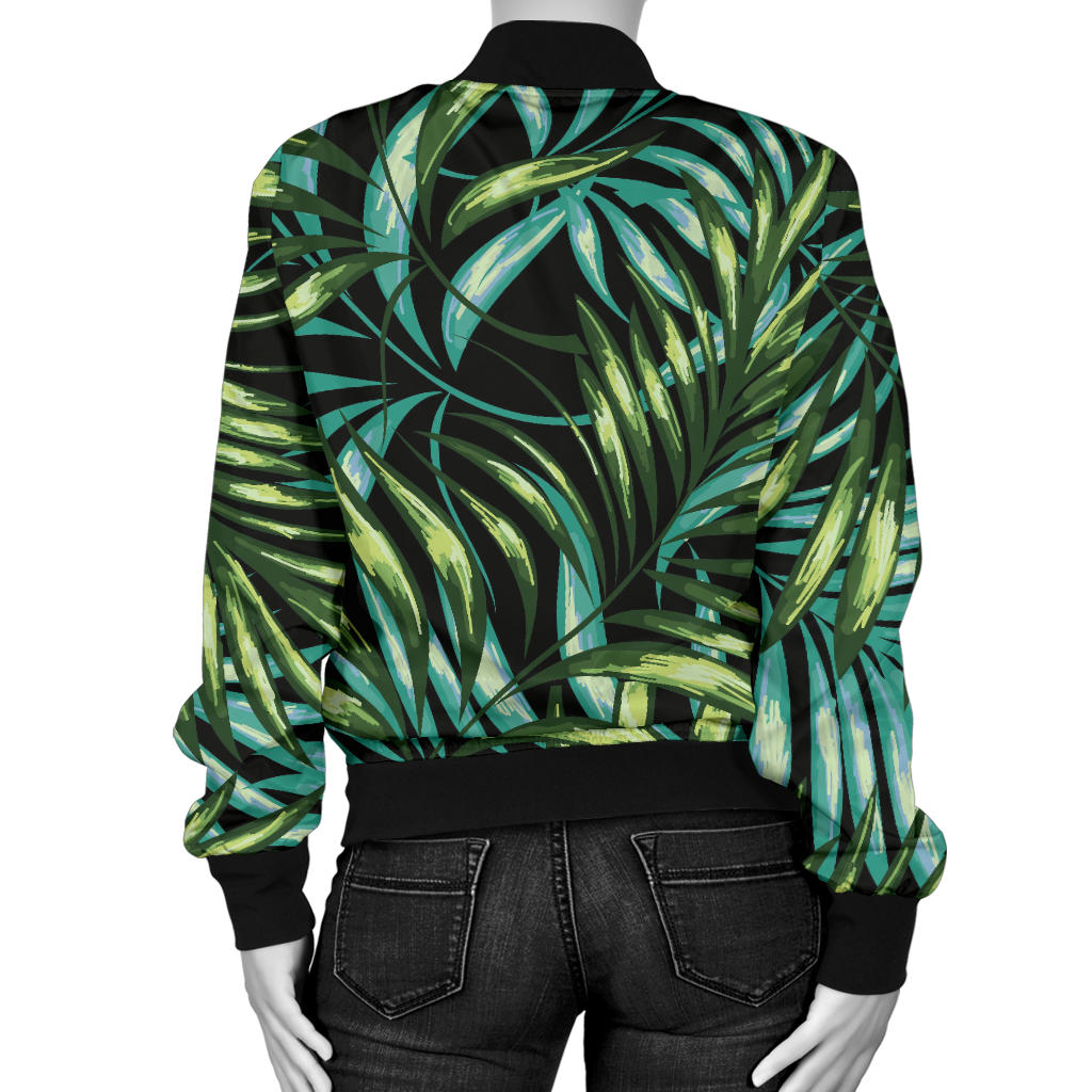 Tropical Flower Pattern Print Design TF08 Women Bomber Jacket