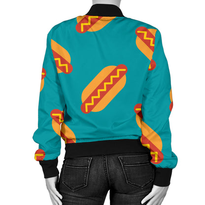 Hot Dog Pattern Print Design 03 Women's Bomber Jacket