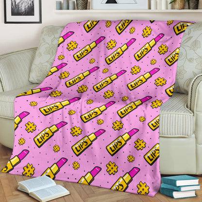 Lipstick Pattern Print Design LT03 Fleece Blanket