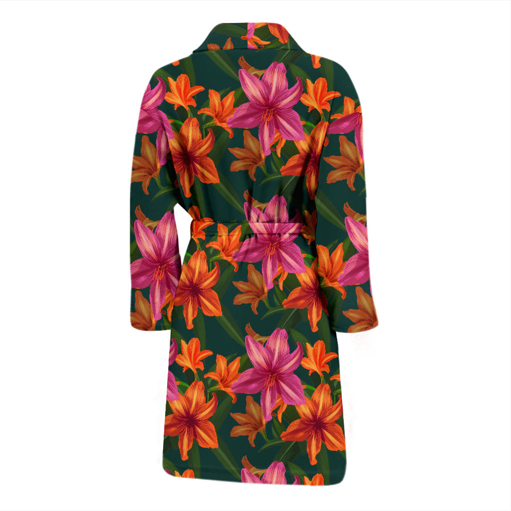Amaryllis Pattern Print Design AL01 Men Bathrobe