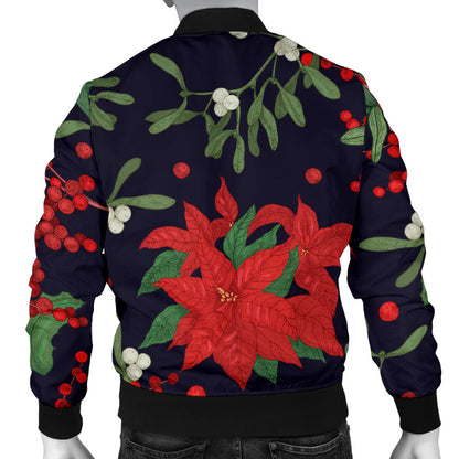 Poinsettia Pattern Print Design POT02 Men Bomber Jacket