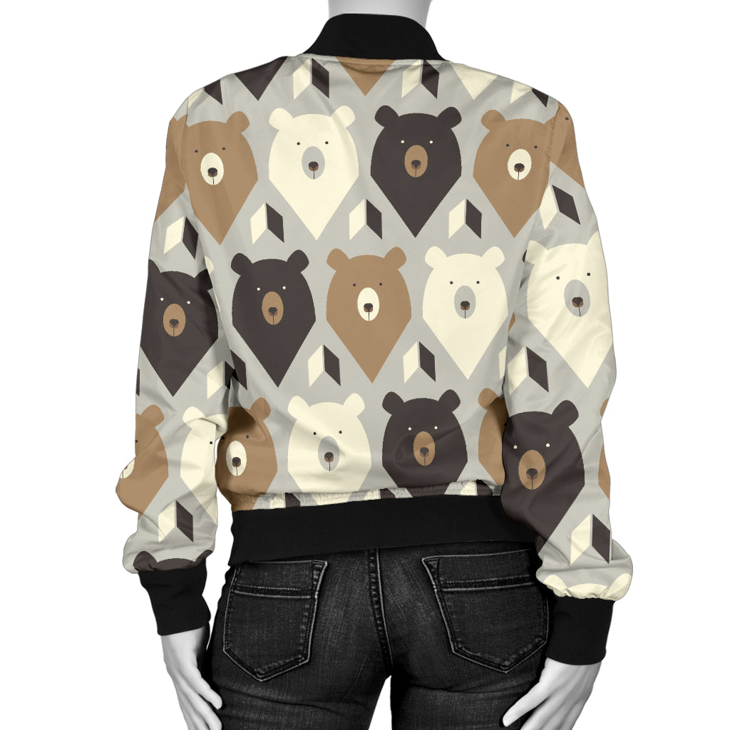 Bear Pattern Print Design 04 Women's Bomber Jacket
