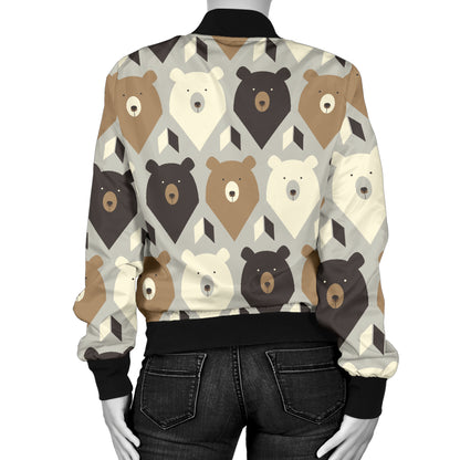 Bear Pattern Print Design 04 Women's Bomber Jacket