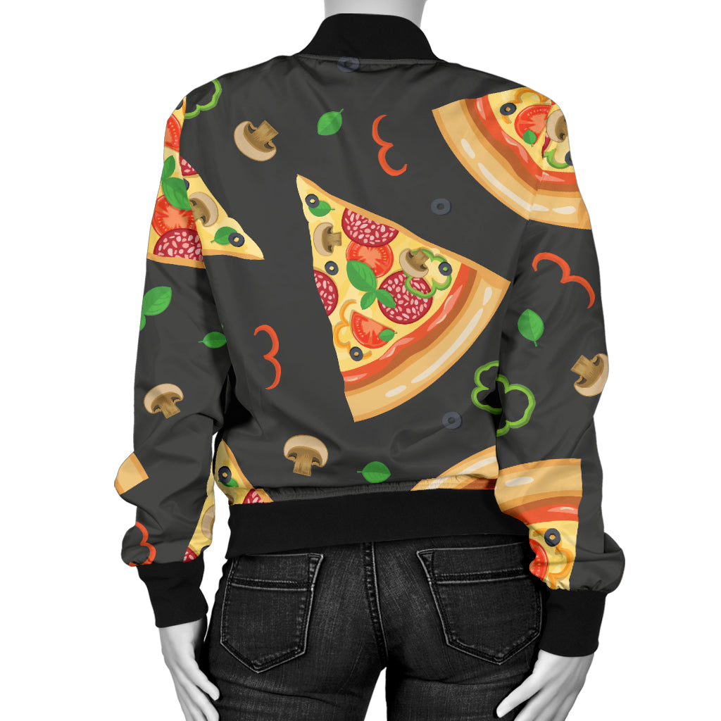 Pizza Pattern Print Design A02 Women's Bomber Jacket