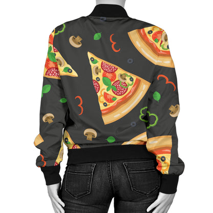 Pizza Pattern Print Design A02 Women's Bomber Jacket