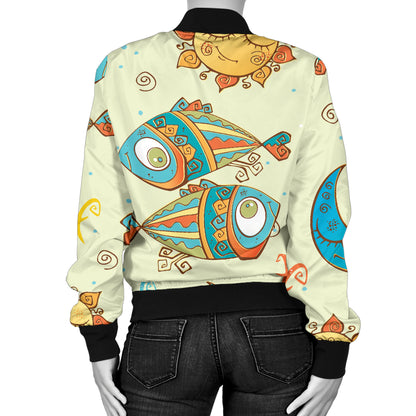 Pisces Pattern Print Design A03 Women's Bomber Jacket