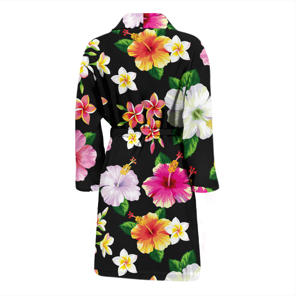 Hibiscus Pattern Print Design HB025 Men Bathrobe