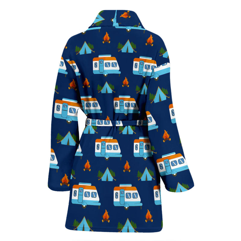 Camper Pattern Camping Themed No 3 Print Women Bathrobe