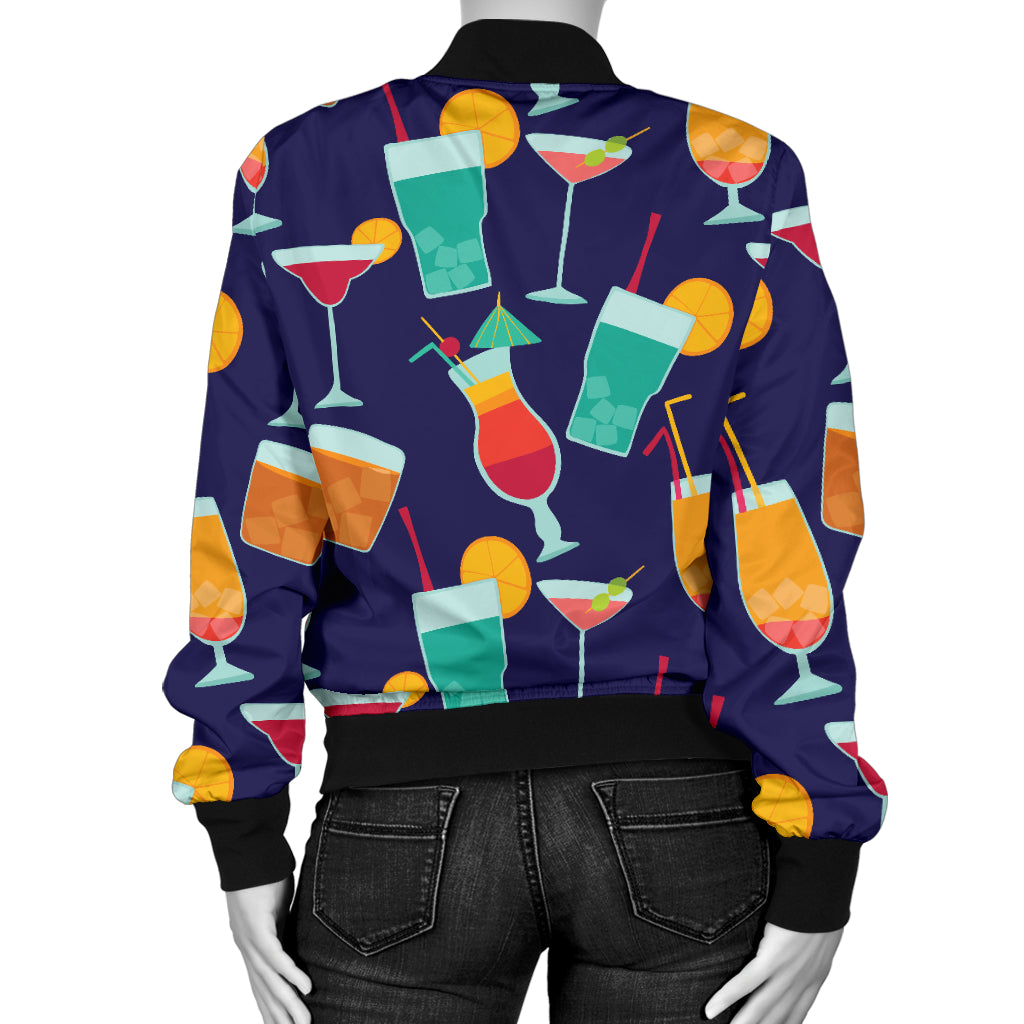 Cocktail Pattern Print Design 06 Women's Bomber Jacket